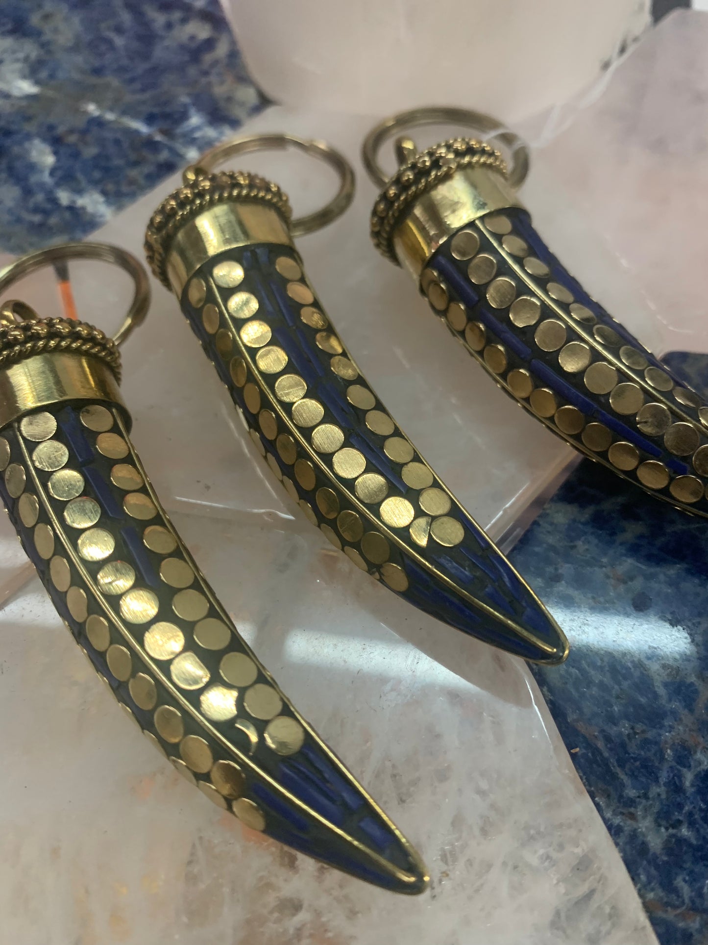 Mosaic Horn Keychain - Lapis