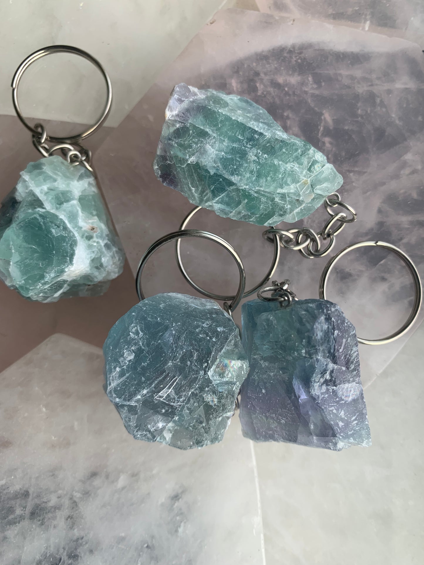 Rainbow Fluorite Keychain