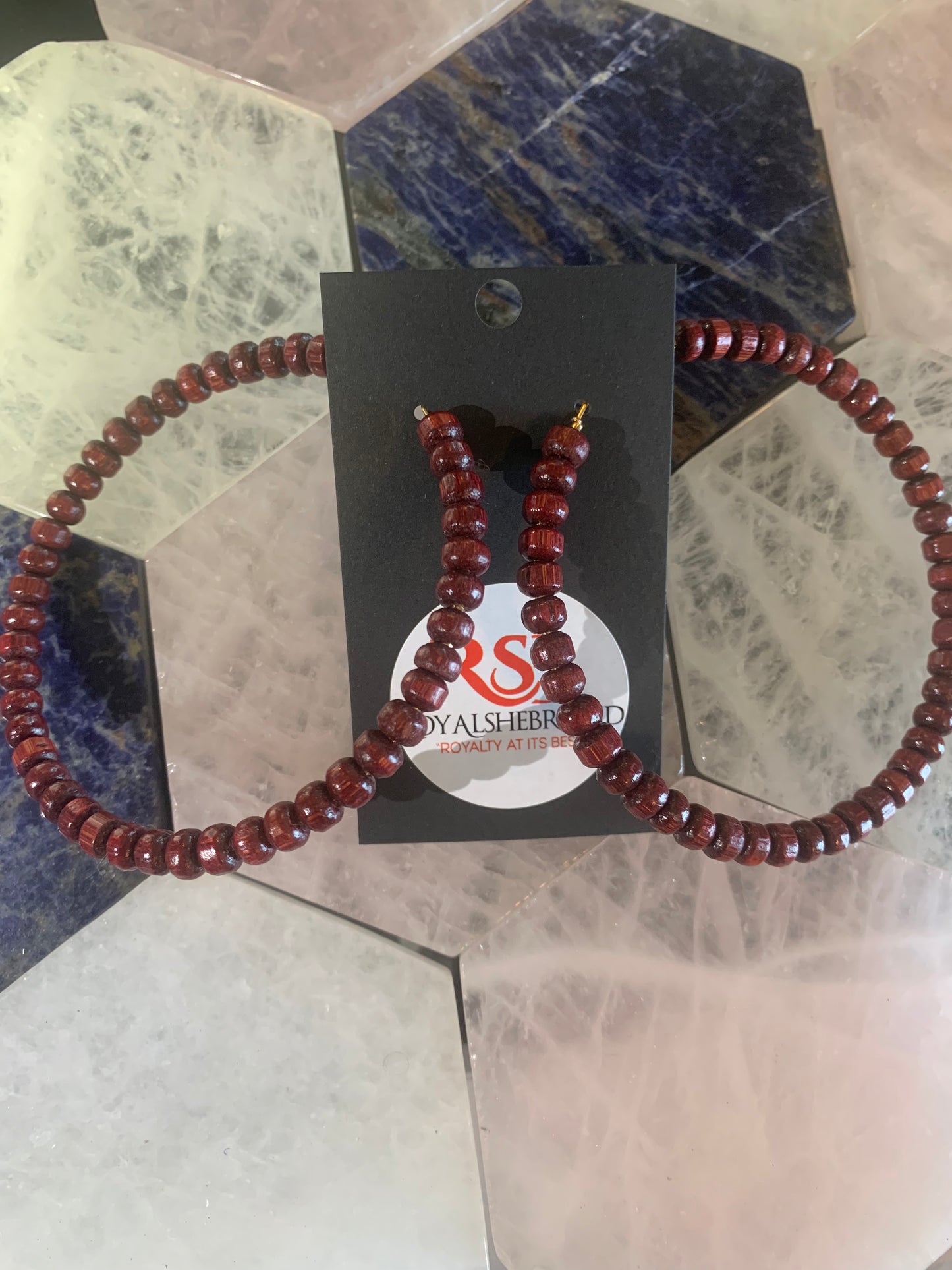 Red Wood Hoop Earrings