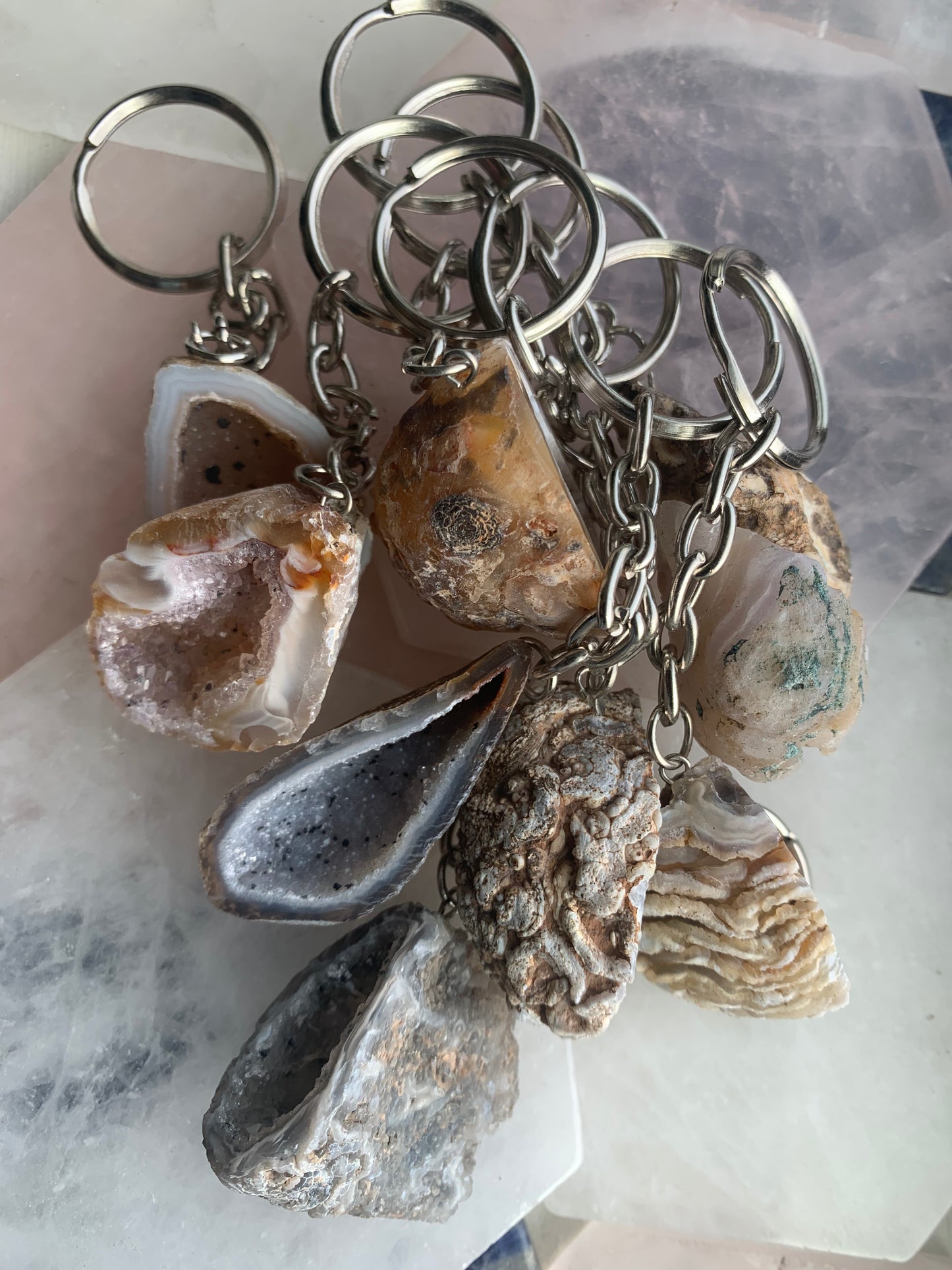 Druzy Agate Geode Keychain