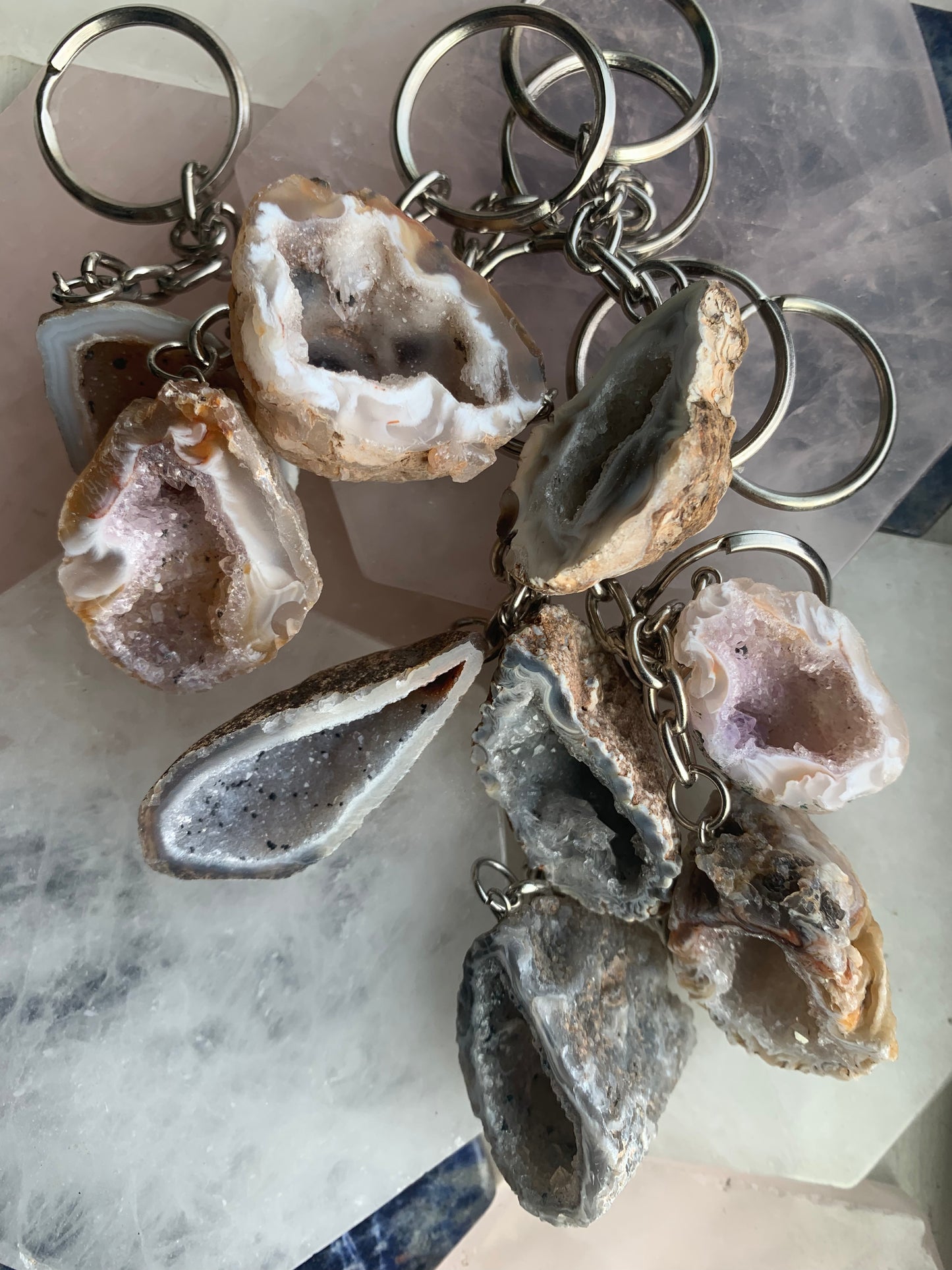 Druzy Agate Geode Keychain