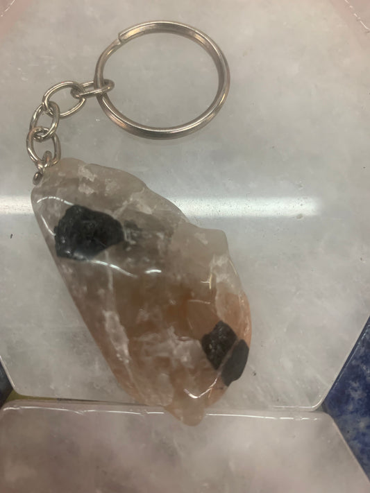 Tourmaline with Feldspar Keychain