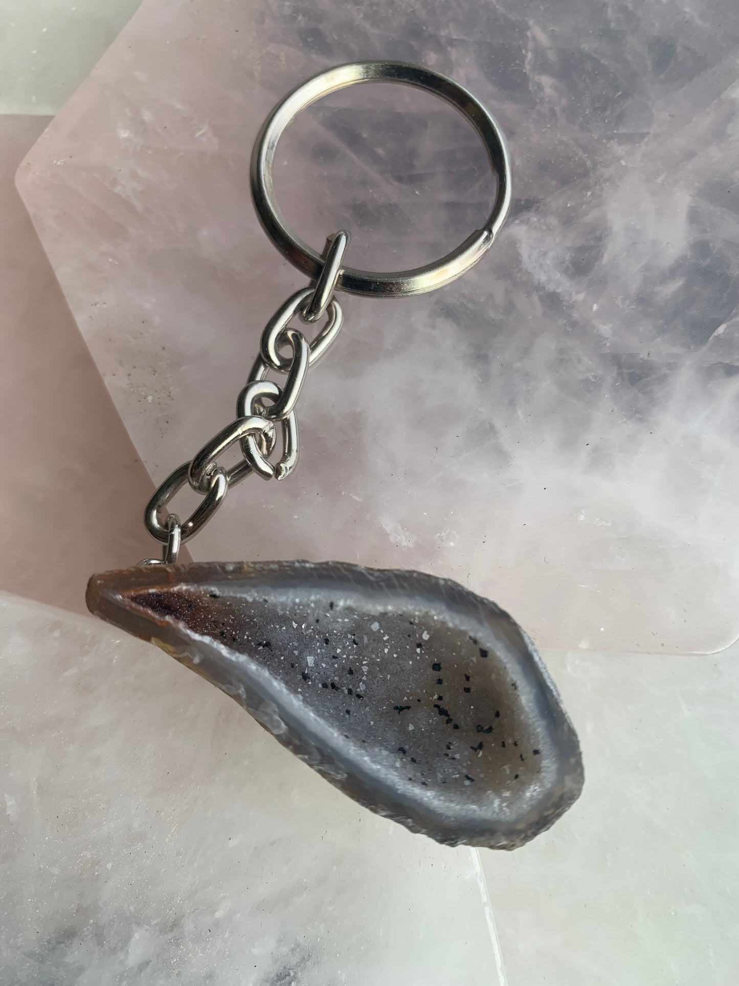 Druzy Agate Geode Keychain