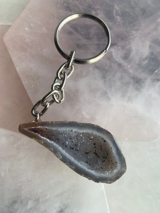 Druzy Agate Geode Keychain