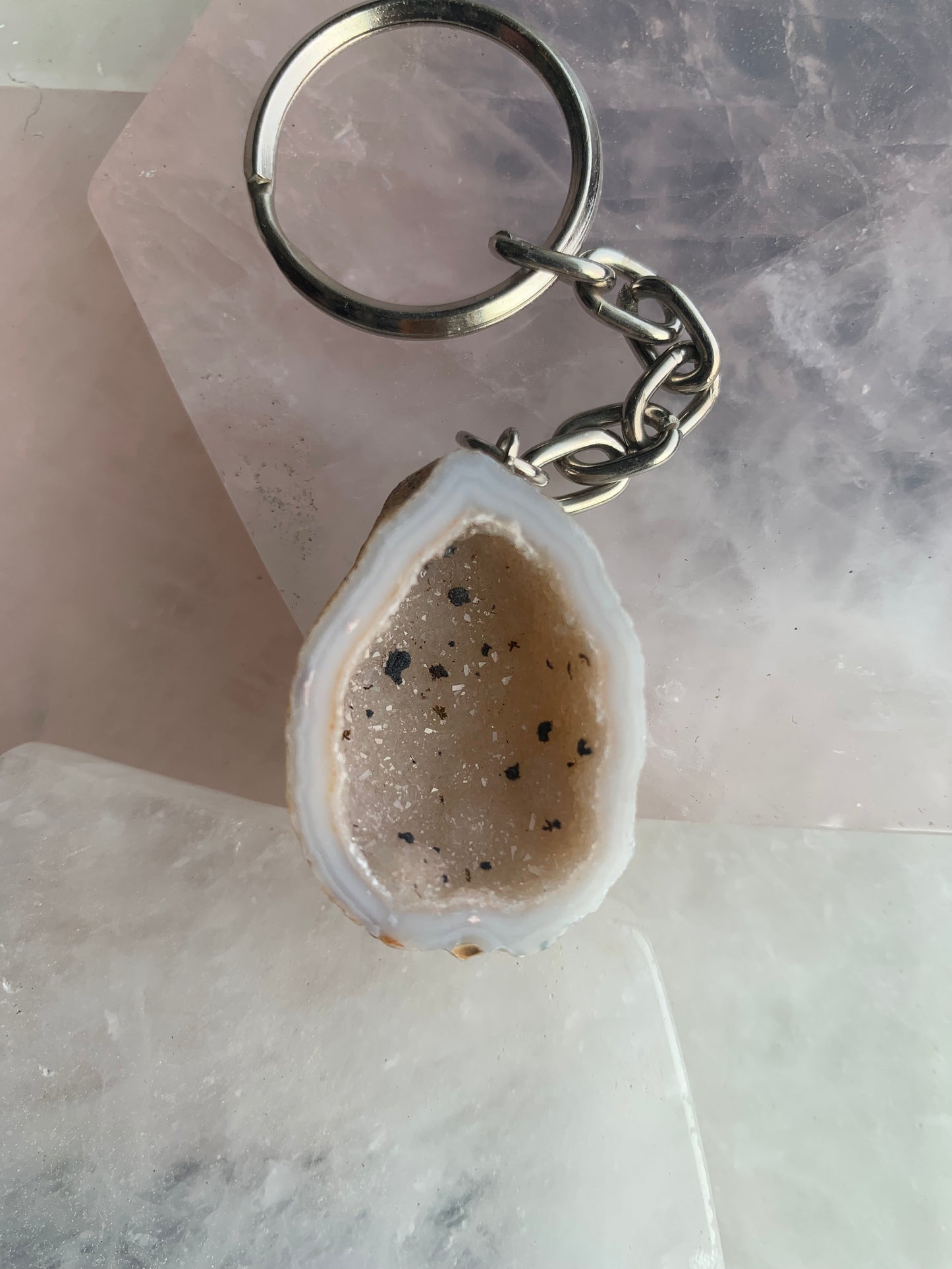 Druzy Agate Geode Keychain