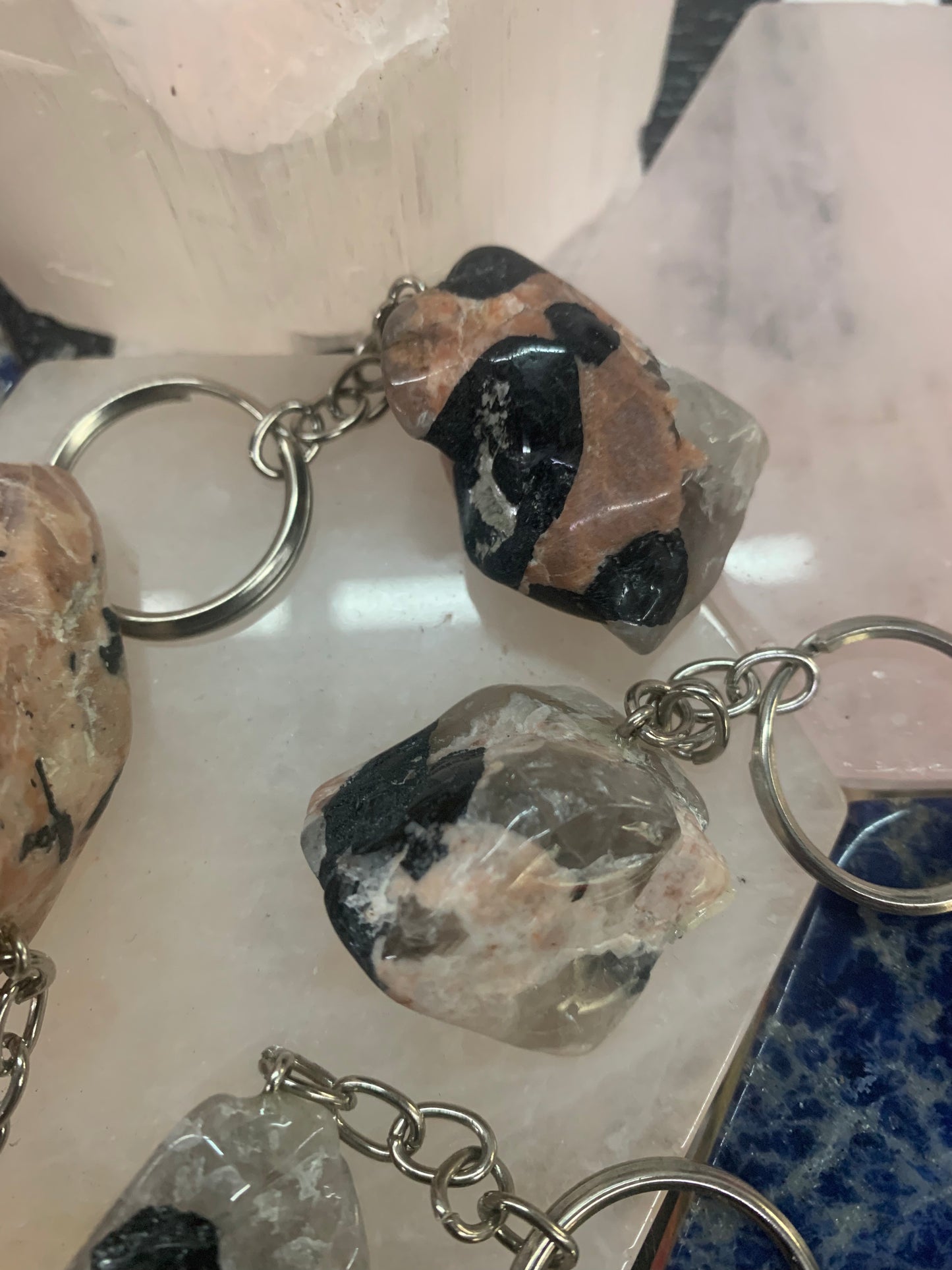 Tourmaline with Feldspar Keychain