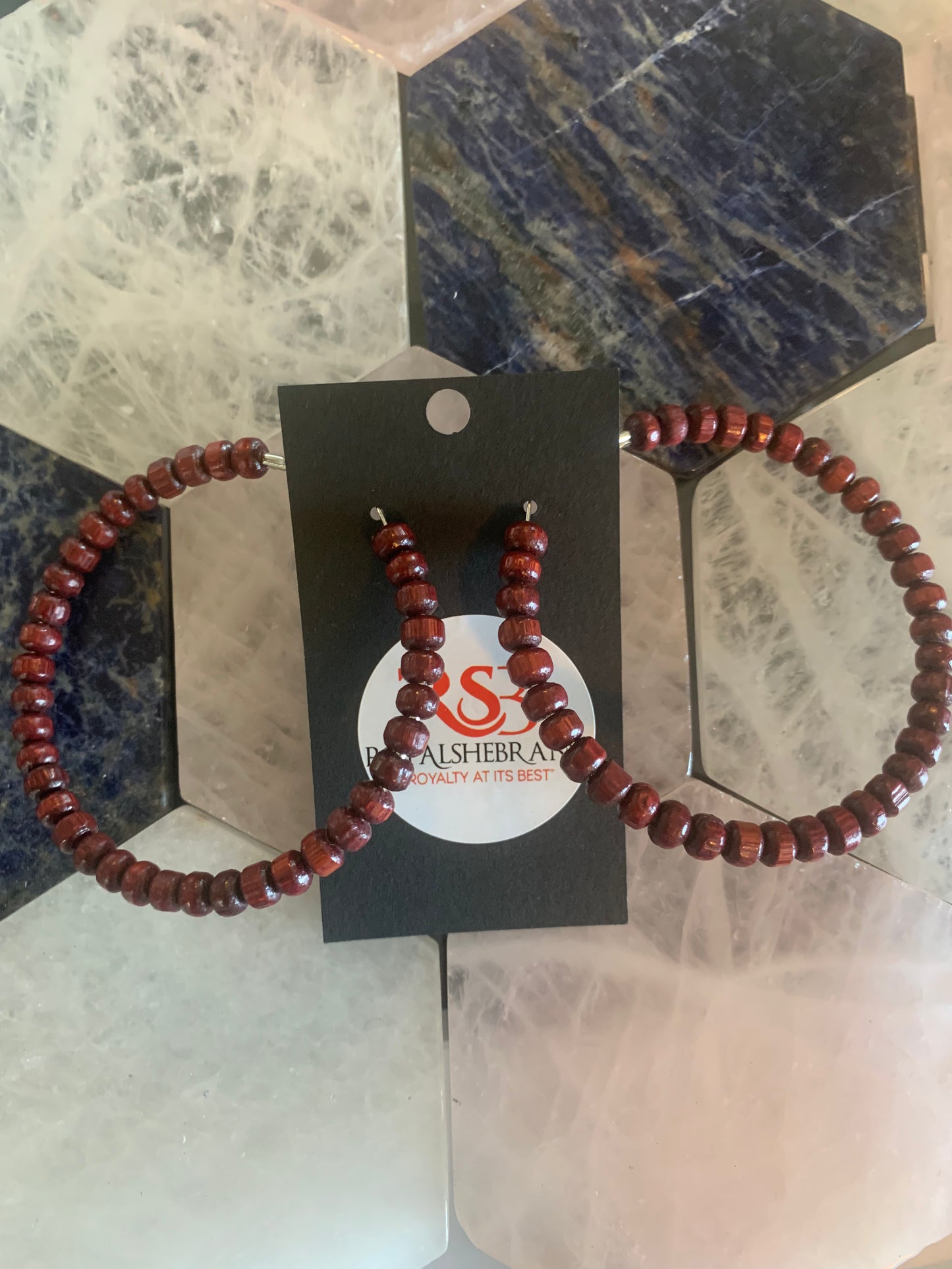 Red Wood Hoop Earrings