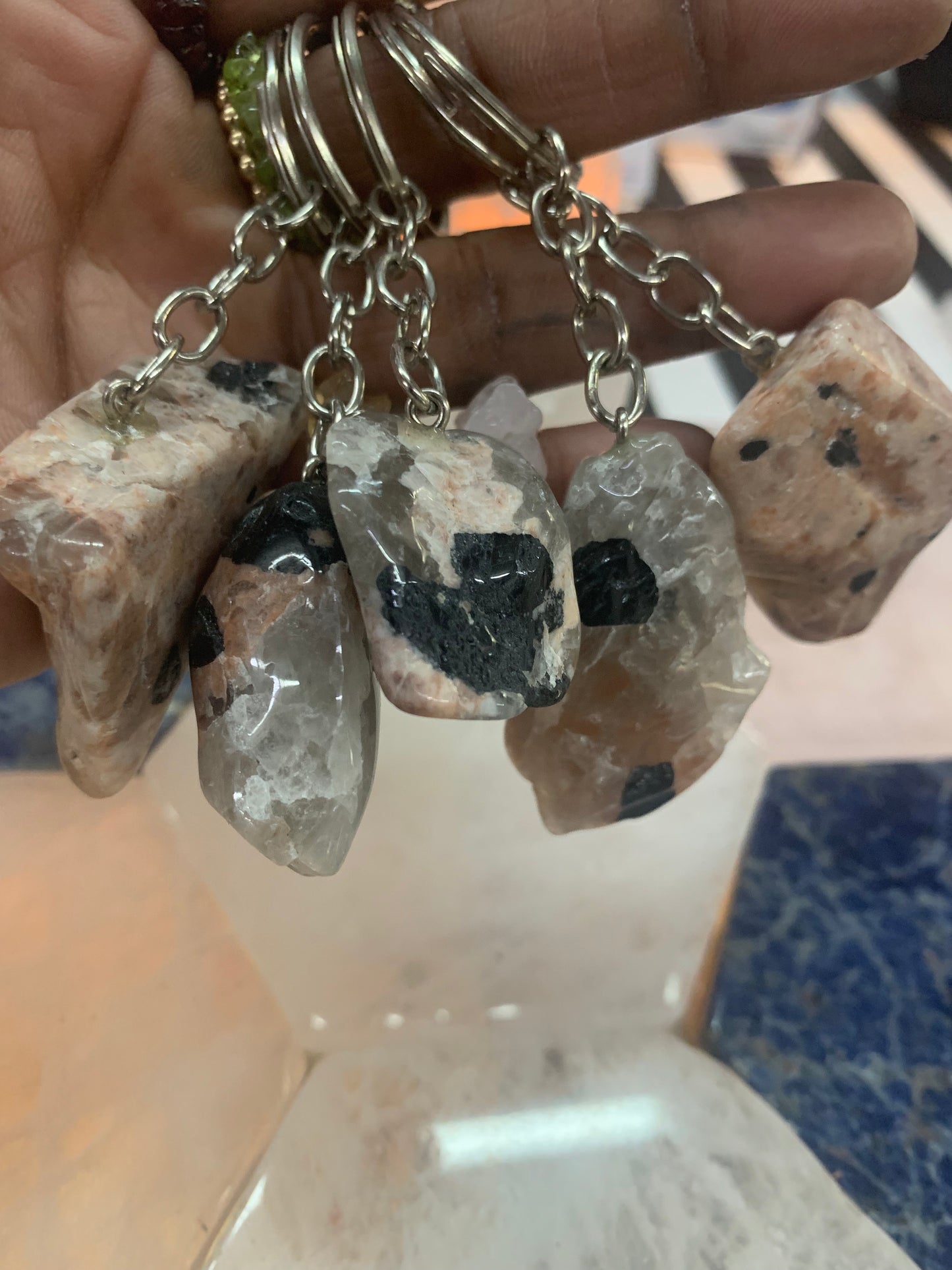 Tourmaline with Feldspar Keychain