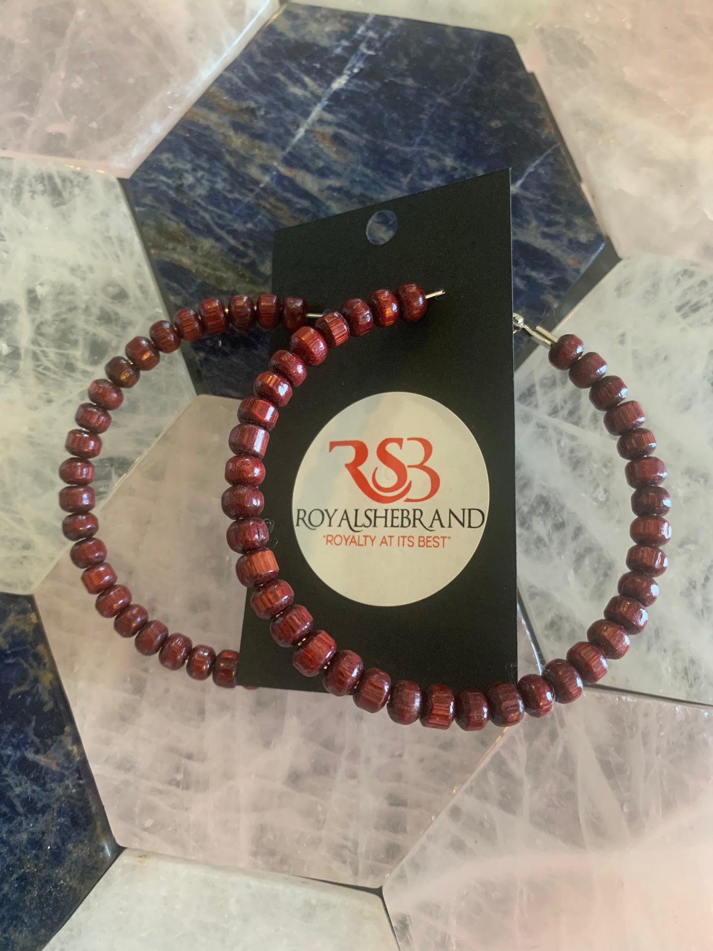 Red Wood Hoop Earrings